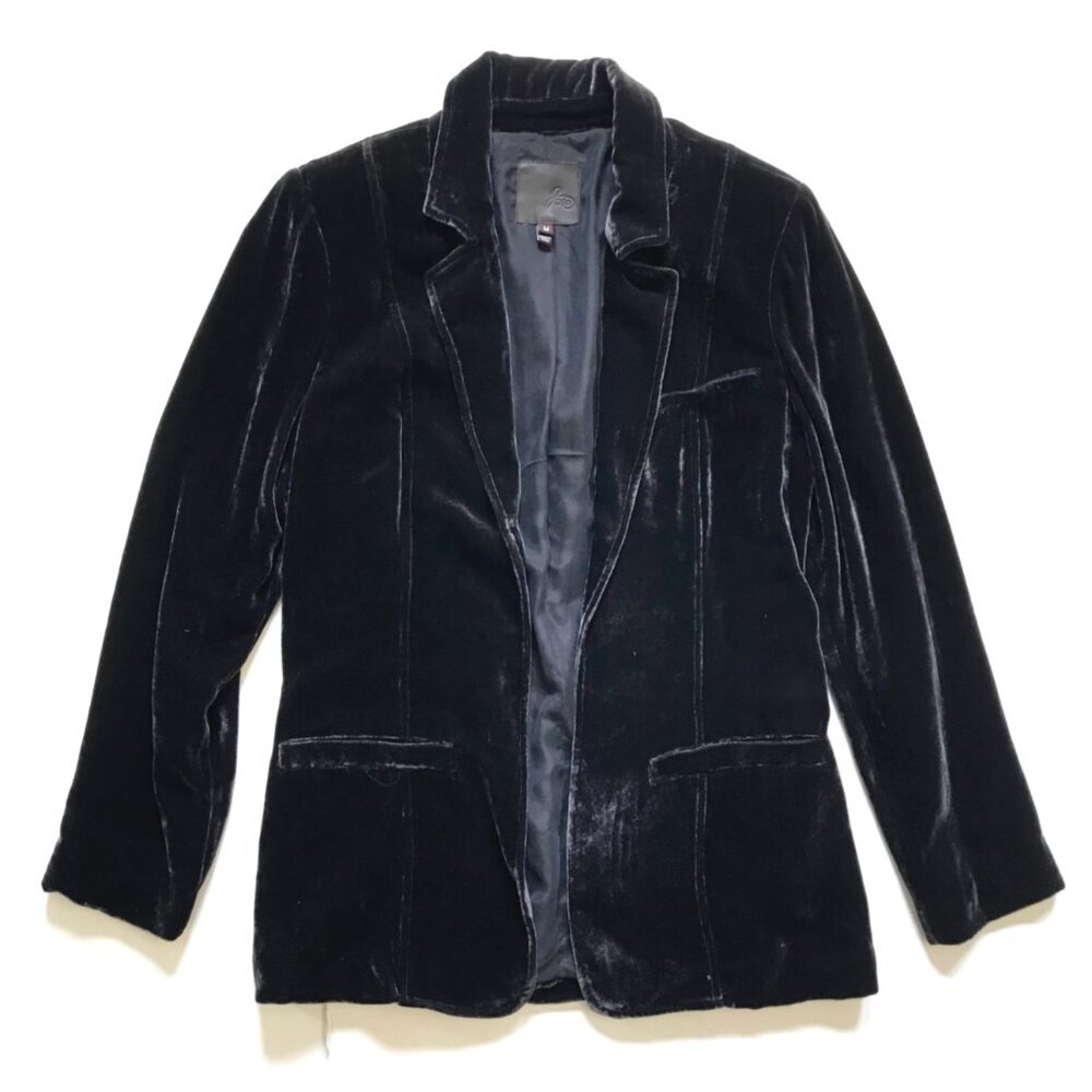 Joie Mehira Velvet Open Front Blazer Jacket Coat Womens Medium Brown Long Sleeve